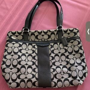 Coach Black and Cream Patterned Tote